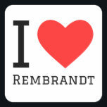 Ik hou van Rembrandt Vierkante Sticker<br><div class="desc">Ik hou van Rembrandt,  voor Nederlandse liefhebbers</div>
