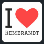 Ik hou van Rembrandt Vierkante Sticker<br><div class="desc">Ik hou van Rembrandt,  voor Nederlandse liefhebbers</div>