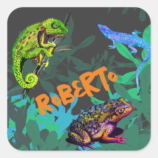 Ik hou van reptielen vierkante sticker (Voorkant)