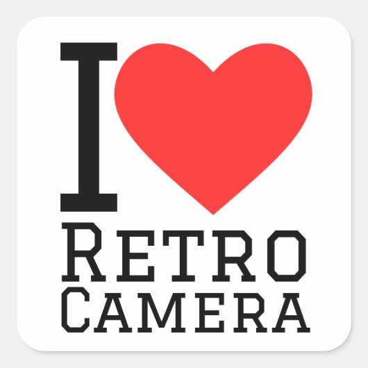 Ik hou van retro camera vierkante sticker (Voorkant)
