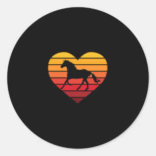 Ik hou van Retro Hart Paarden Ronde Sticker