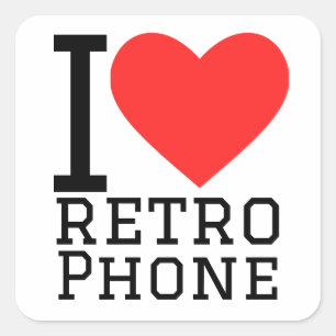 Ik hou van retro telefoon vierkante sticker