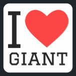 Ik hou van reus vierkante sticker<br><div class="desc">Ik hou van reus,  voor de liefhebbers van dieren</div>