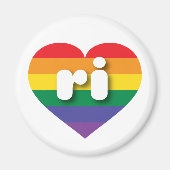 Ik hou van Rhode Island Gay Pride Rainbow Heart Magneet (Voorkant)