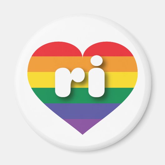 Ik hou van Rhode Island Gay Pride Rainbow Heart Magneet (Voorkant)