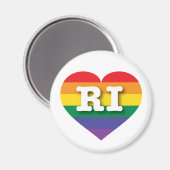 Ik hou van Rhode Island Gay Pride Rainbow Heart Magneet (Voorkant / Achterkant)