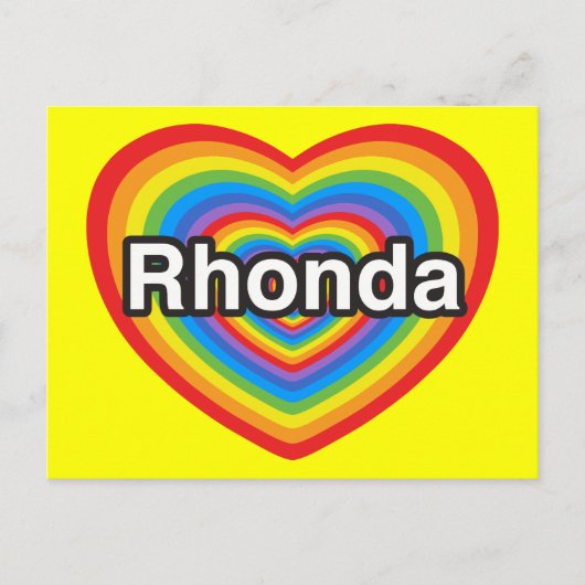 Ik hou van Rhonda. Ik hou van je Rhonda. Hart Briefkaart (Voorkant)