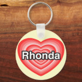 Ik hou van Rhonda. Ik hou van je Rhonda. Hart Sleutelhanger (Voorkant)