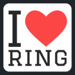Ik hou van ring vierkante sticker<br><div class="desc">Ik hou van ring,  voor boksliefhebbers</div>