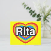 Ik hou van Rita. Ik hou van je Rita. Hart Briefkaart (Staand voorkant)