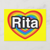 Ik hou van Rita. Ik hou van je Rita. Hart Briefkaart (Voorkant)