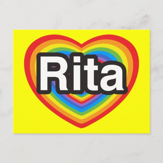 Ik hou van Rita. Ik hou van je Rita. Hart Briefkaart (Voorkant)