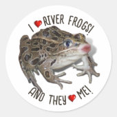 Ik hou van River Frogs Ronde Sticker (Voorkant)