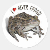 Ik hou van River Frogs Ronde Sticker (Voorkant)