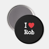 Ik hou van Rob hart op maat gepersonaliseerd Magneet (Voorkant / Achterkant)