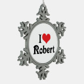 Ik hou van Robert Tin Sneeuwvlok Ornament (Links)