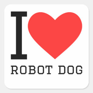 Ik hou van robothond vierkante sticker