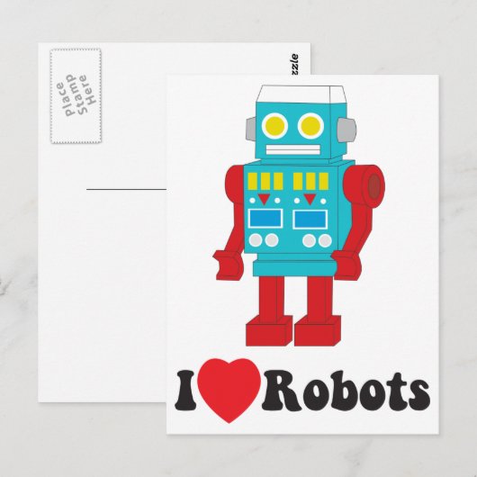 Ik hou van robots! briefkaart (Voorkant / Achterkant)