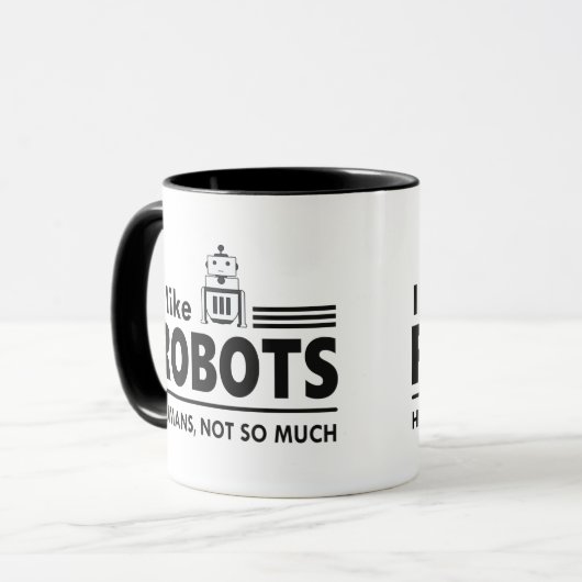 Ik hou van Robots Coffee Cup, Funny Robot Mok (Voorkant links)