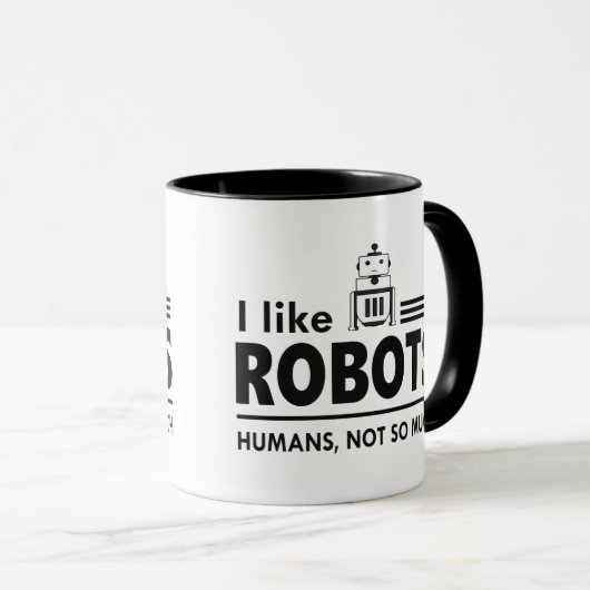 Ik hou van Robots Coffee Cup, Funny Robot Mok (Voorkant rechts)