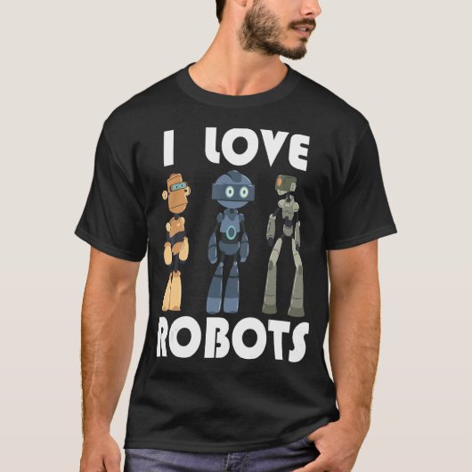 Ik hou van robots robots. t-shirt (Voorkant)