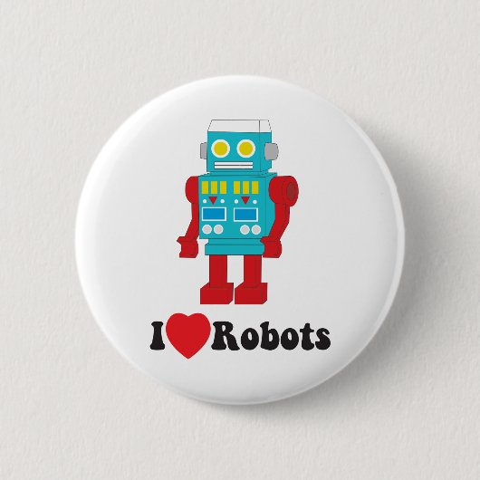 Ik hou van robots! ronde button 5,7 cm (Voorkant)