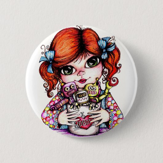 Ik hou van robots ronde button 5,7 cm (Voorkant)