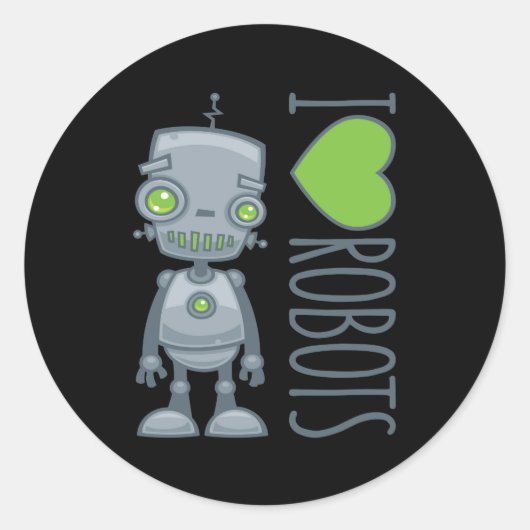 Ik hou van robots ronde sticker (Voorkant)