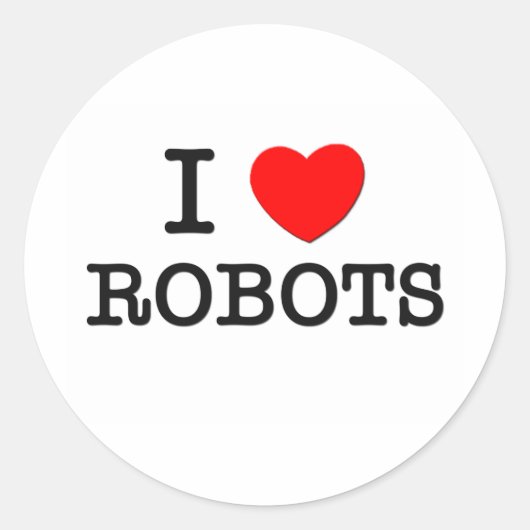Ik hou van robots ronde sticker (Voorkant)