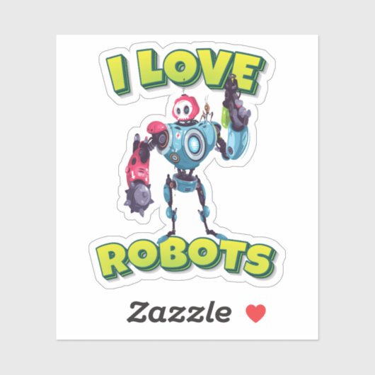 Ik hou van robots sticker (Vel)