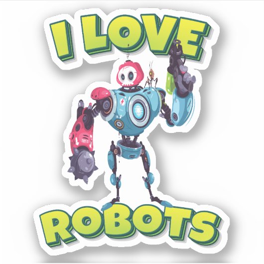 Ik hou van robots sticker (Voorkant)