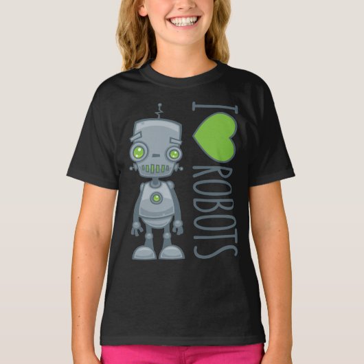 Ik hou van robots t-shirt (Voorkant)