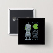 Ik hou van robots vierkante button 5,1 cm (Voorkant /achterkant)