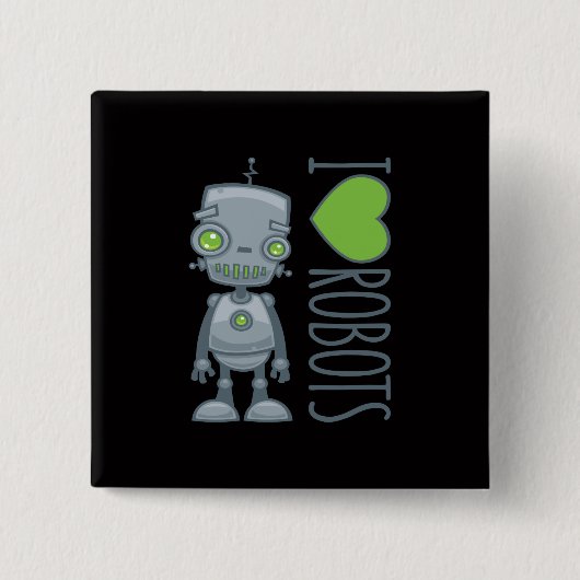 Ik hou van robots vierkante button 5,1 cm (Voorkant)