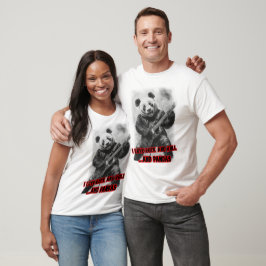 Ik hou van Rock and Roll en Panda's op een Zwarte T-shirt
