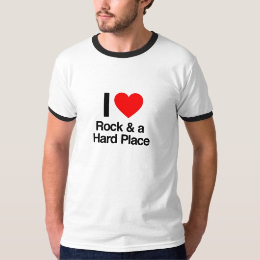 Ik hou van rock en een harde plek t-shirt (Voorkant)