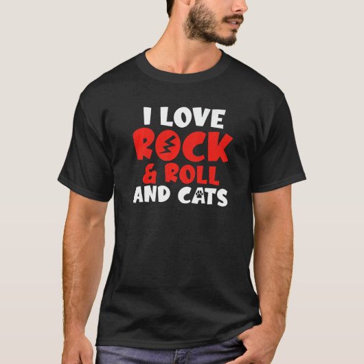 Ik hou van Rock en Roll en Cats Rocker T-shirt (Voorkant)