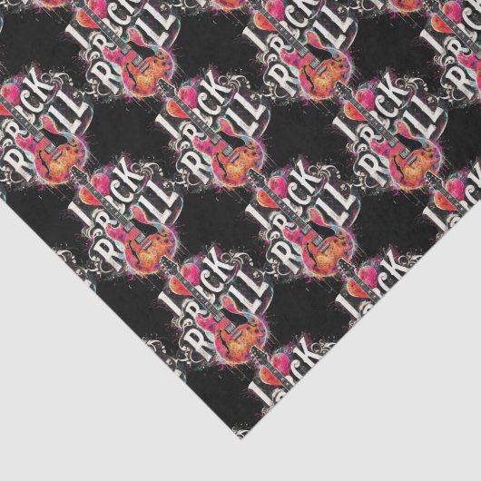 Ik hou van rock n roll elektrische gitaar betegeld tissuepapier (Detail)