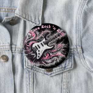 Ik hou van Rock N Roll Elektrische Gitaar Geperson Ronde Button 4,0 Cm