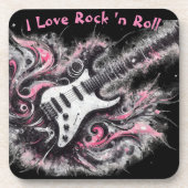 Ik hou van rock n roll elektrische gitaar schilder bier onderzetter (Voorkant)