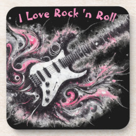 Ik hou van rock n roll elektrische gitaar schilder bier onderzetter