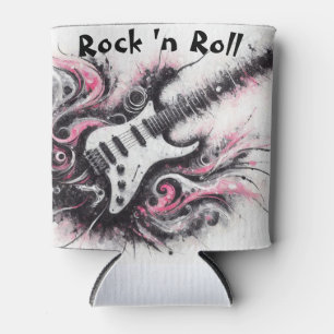 Ik hou van rock n roll elektrische gitaar schilder blikjeskoeler