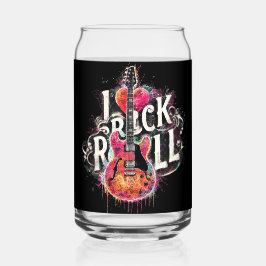 Ik hou van rock n roll elektrische gitaar schilder blikvorm glas