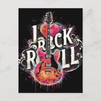Ik hou van rock n roll elektrische gitaar schilder briefkaart