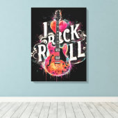 Ik hou van rock n roll elektrische gitaar schilder canvas afdruk (Insitu (Houten vloer))