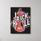 Ik hou van rock n roll elektrische gitaar schilder canvas afdruk (Voorkant)