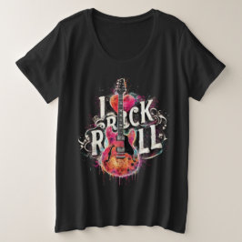 Ik hou van rock n roll elektrische gitaar schilder grote maat t-shirt