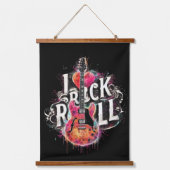 Ik hou van rock n roll elektrische gitaar schilder hangend wandkleed (Voorkant)