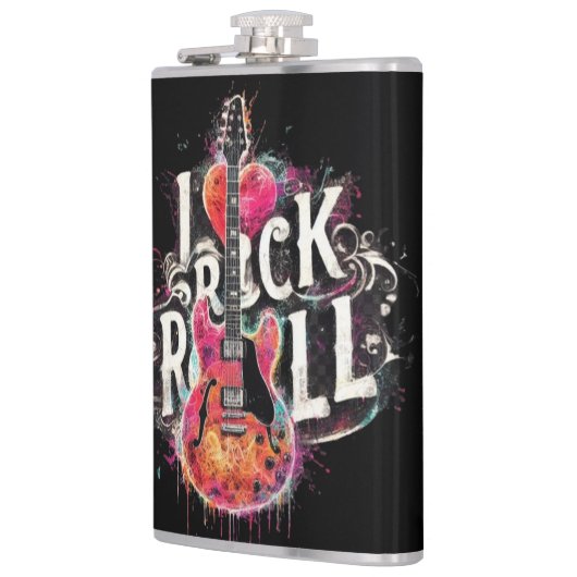 Ik hou van rock n roll elektrische gitaar schilder heupfles (Links)