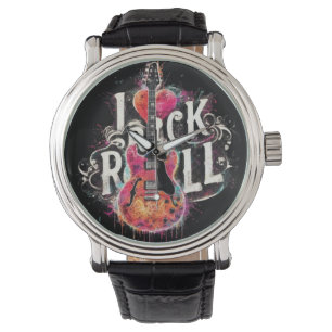 Ik hou van rock n roll elektrische gitaar schilder horloge